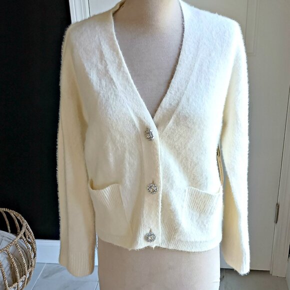 NEW! Rhinestone Buttons CARDIGAN SWEATER SZ M - Picture 1 of 9